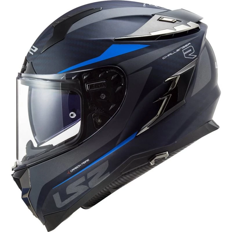 LS2 FF327 Challenger C Drone Carbon Helmet (Matt Carbon/Blue) 4 LS2 FF327 Challenger C Drone Carbon Helmet (Matt Carbon/Blue) - Image 2