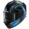 Shark Spartan GT Carbon Kromium Helmet (Black/Blue/Yellow) -Deals Helmets Full Face Store 30501