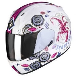 Scorpion Exo 390 Chica II Motorcycle Helmet (White/Pink)